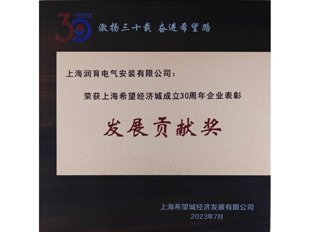 上海希望经济城成立30周年企业表彰·发展贡献奖